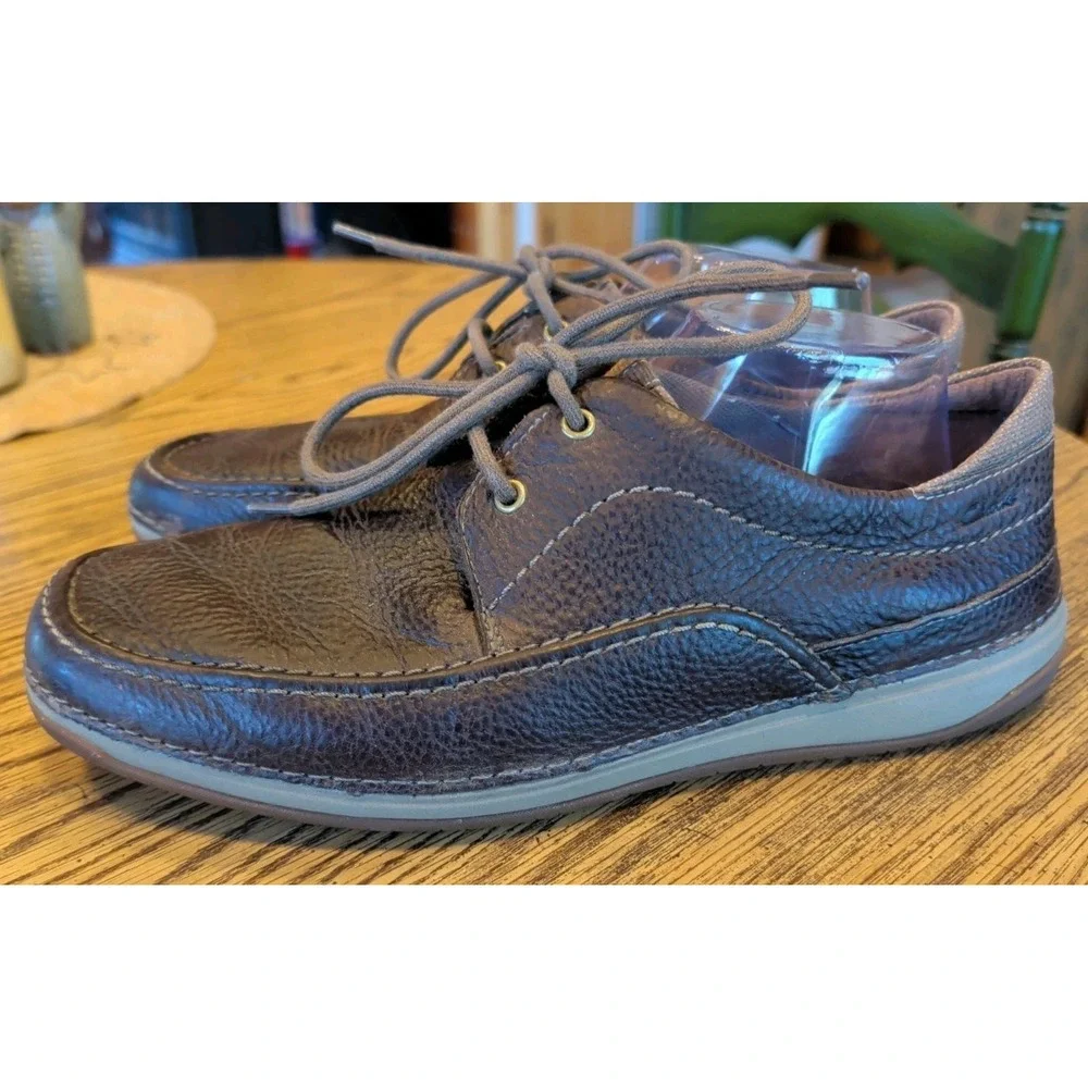 Clarks Mens Lace Up Shoes Loafers US 10 M Brown Pebbled Leather